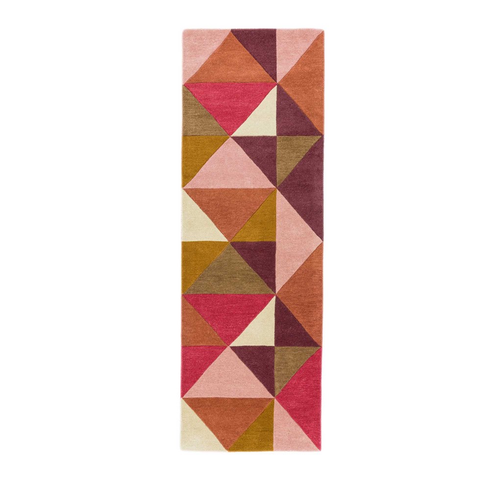 Reef Kite Geometric Wool Runner Rugs RF09 in Pink